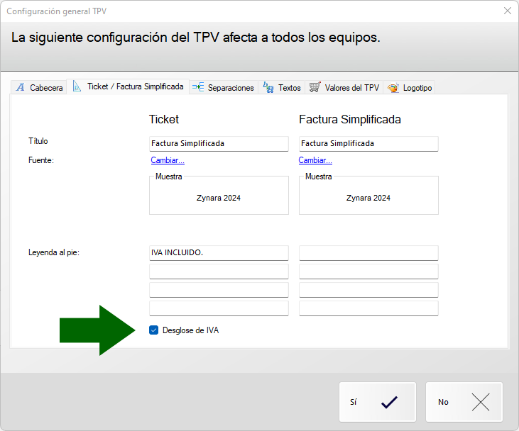 Desglose de IVA al imprimir