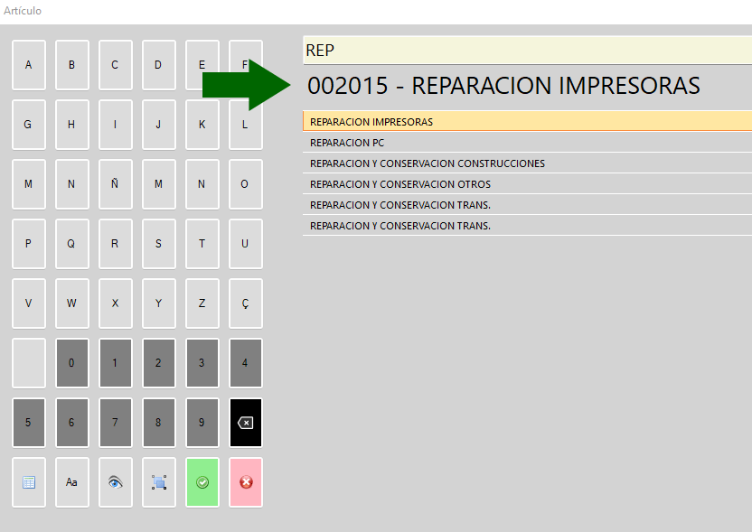 Detalle en las tablas