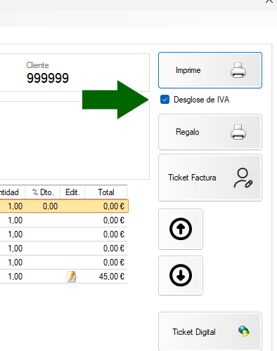 Desglose de IVA en el momento de repetir ticket